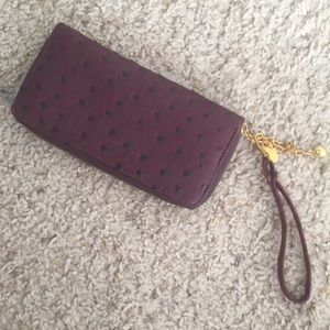 Maroon Textured Wristlet